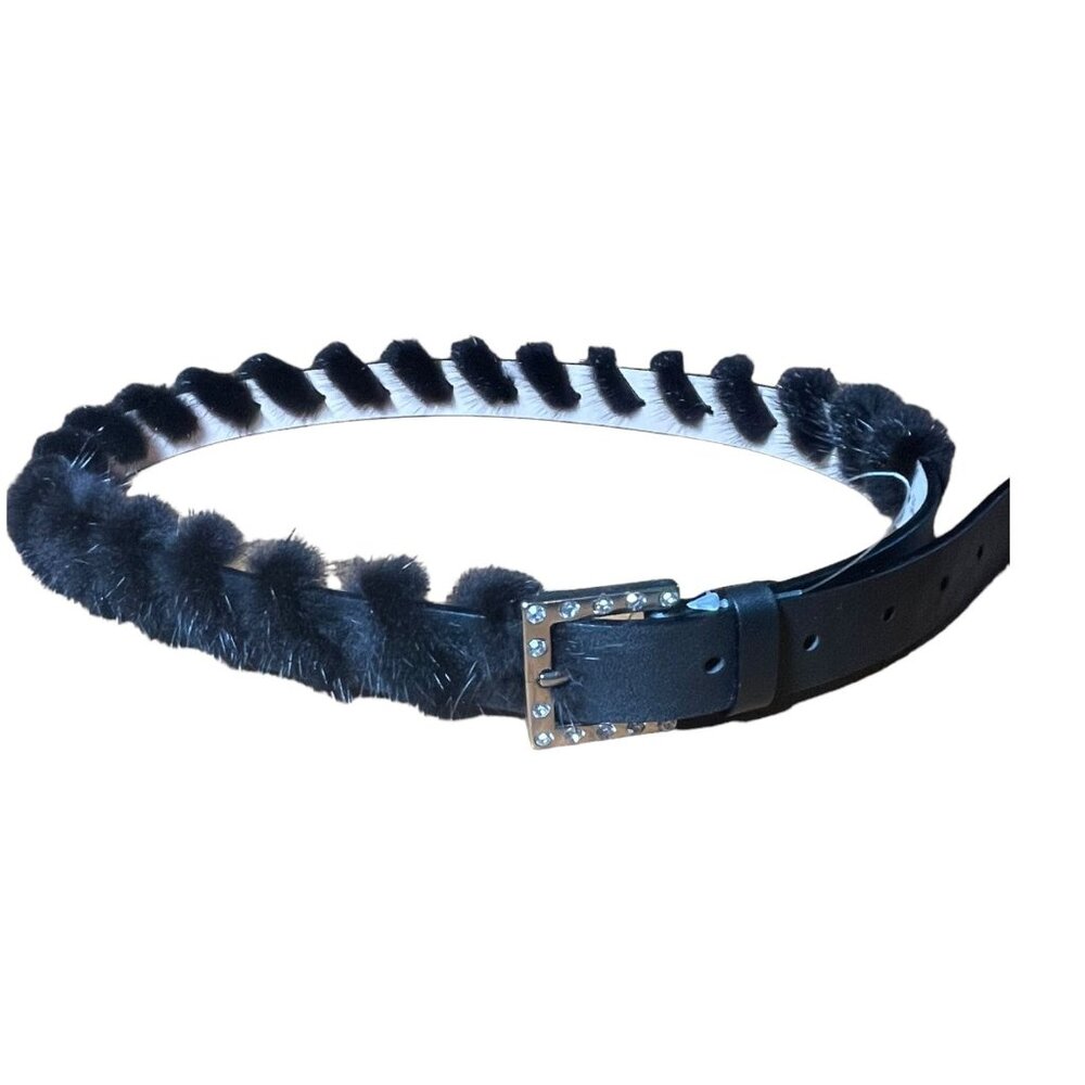 Garuglieri black faux fur belt